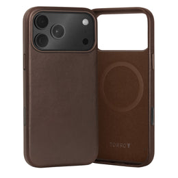 Slimline Dark Brown Leather Bumper Case for iPhone 17 Pro