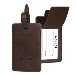 Dark Brown Leather Luggage Tag
