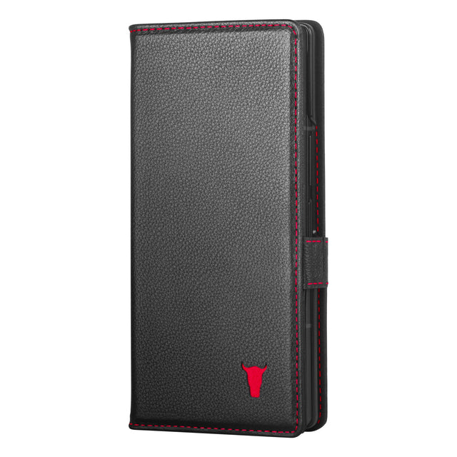Black with Red Detail Leather Case for Samsung Galaxy Z Fold7