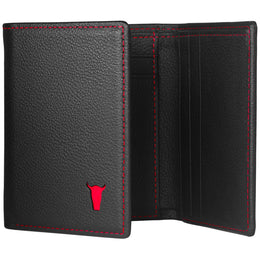 Black with Red Stitching Trifold Leather Wallet