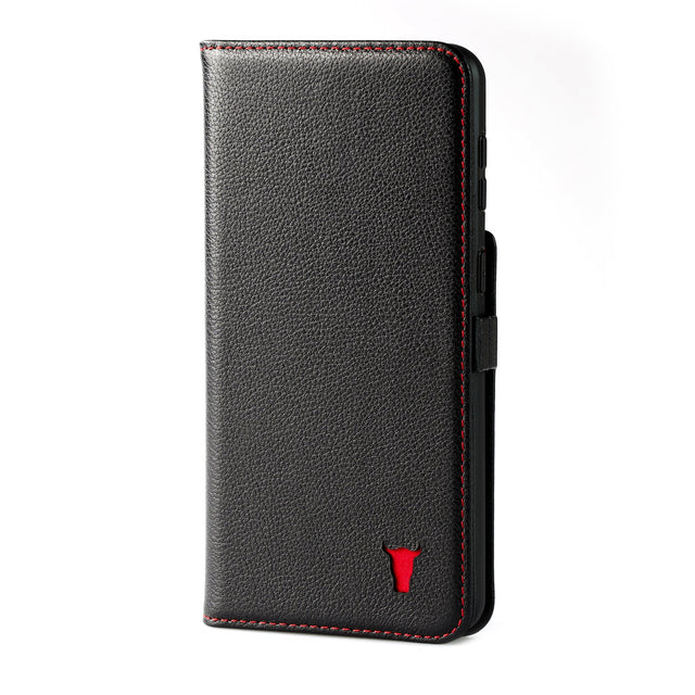 Black with Red Detail Leather Case for Galaxy S21 Ultra