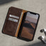 Interior view of the Dark Brown Leather Stand Case for iPhone 11 Pro Max