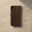 Back view of the Dark Brown Leather Stand Case for iPhone XS / X