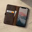 Interior view of the dark brown Leather Stand Case for iPhone XS / X