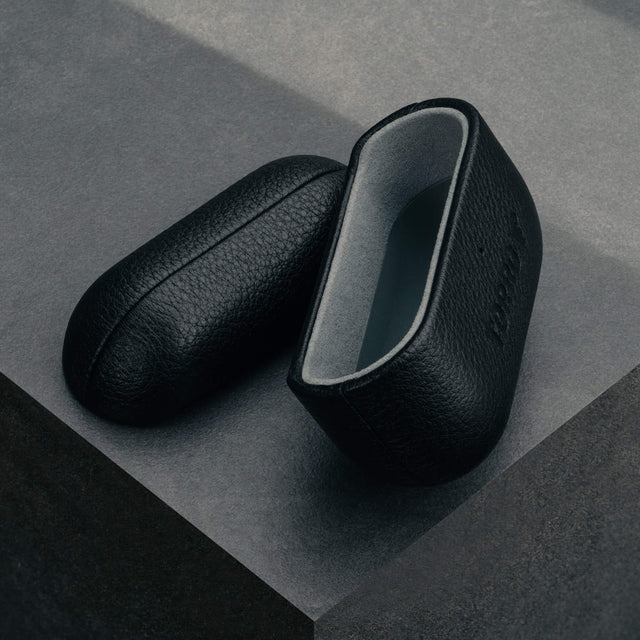 2 part design of the Black Leather AirPods Pro (3rd Gen) Case
