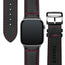 Black with Red stitching Leather Apple Watch Strap