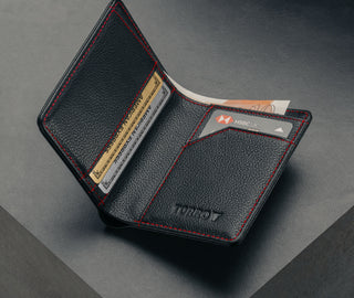 Inside of the Black (with Red Stitching) Bifold Leather Wallet