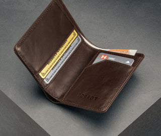 Interior view of the Dark Brown Bifold Leather Wallet with card slots