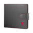 Black with Red Detail Leather Wallet with Coin Pocket