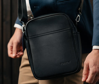 Black Leather Crossbody Shoulder Satchel Bag