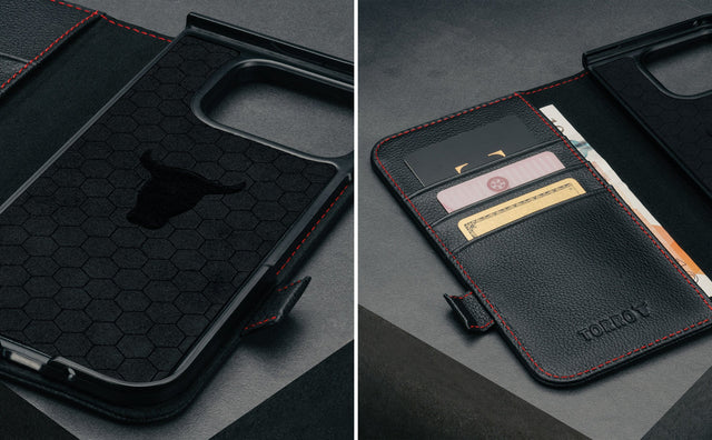 Coque en Cuir pour Google Pixel 9 Pro Fold Feature Focus