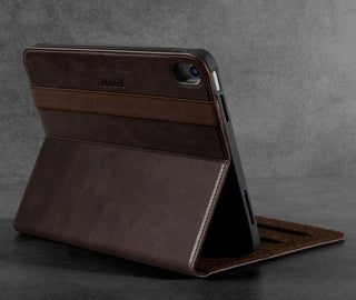 Integrated stand function of the Dark Brown Leather Case for Apple iPad (10th Generation)