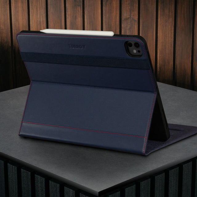 Built-in viewing stand of the Navy Blue Leather Case for Apple iPad Pro 12.9