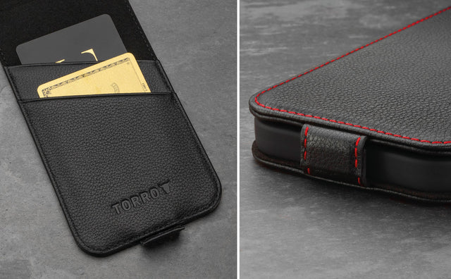 Coque à rabat en Cuir pour iPhone 12/12 Pro (chargement MagSafe) Feature Focus