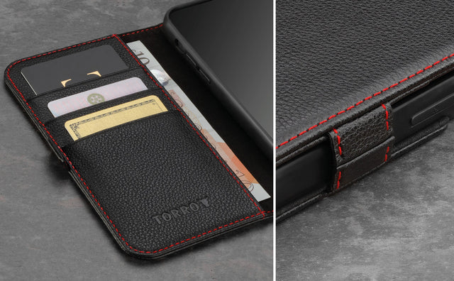 Coque en Cuir pour iPhone 12 / 12 Pro (avec fonction support) Feature Focus