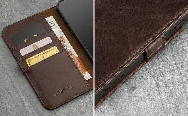 Coque en Cuir pour iPhone 13 Pro (avec fonction support) Feature Focus
