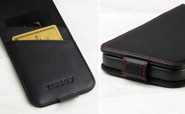Coque à rabat en Cuir pour iPhone 14 (chargement MagSafe) Feature Focus