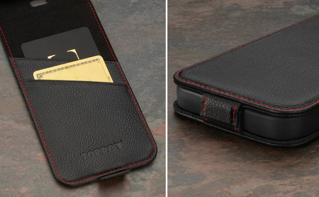 Coque à rabat en Cuir pour iPhone 15 Pro en cuir (chargement MagSafe) Feature Focus