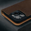 Camera cutout on the Dark Brown Nubuck Leather Case (with detachable cover) for iPhone 15 Pro