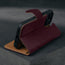 Stand function of the Maroon Nubuck Leather Case (with detachable cover) for iPhone 15 Pro