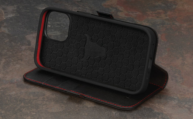 Coque en Cuir pour iPhone 15 Plus en cuir (avec fonction support) Feature Focus