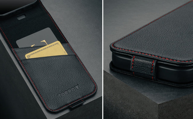 Coque à rabat en Cuir pour iPhone 16 Pro (chargement MagSafe) Feature Focus