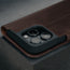 Camera cutout on the Dark Brown Leather Case for iPhone 16 Pro Max