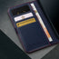 Card slots inside the Navy Blue Leather Case for iPhone 16 Pro Max