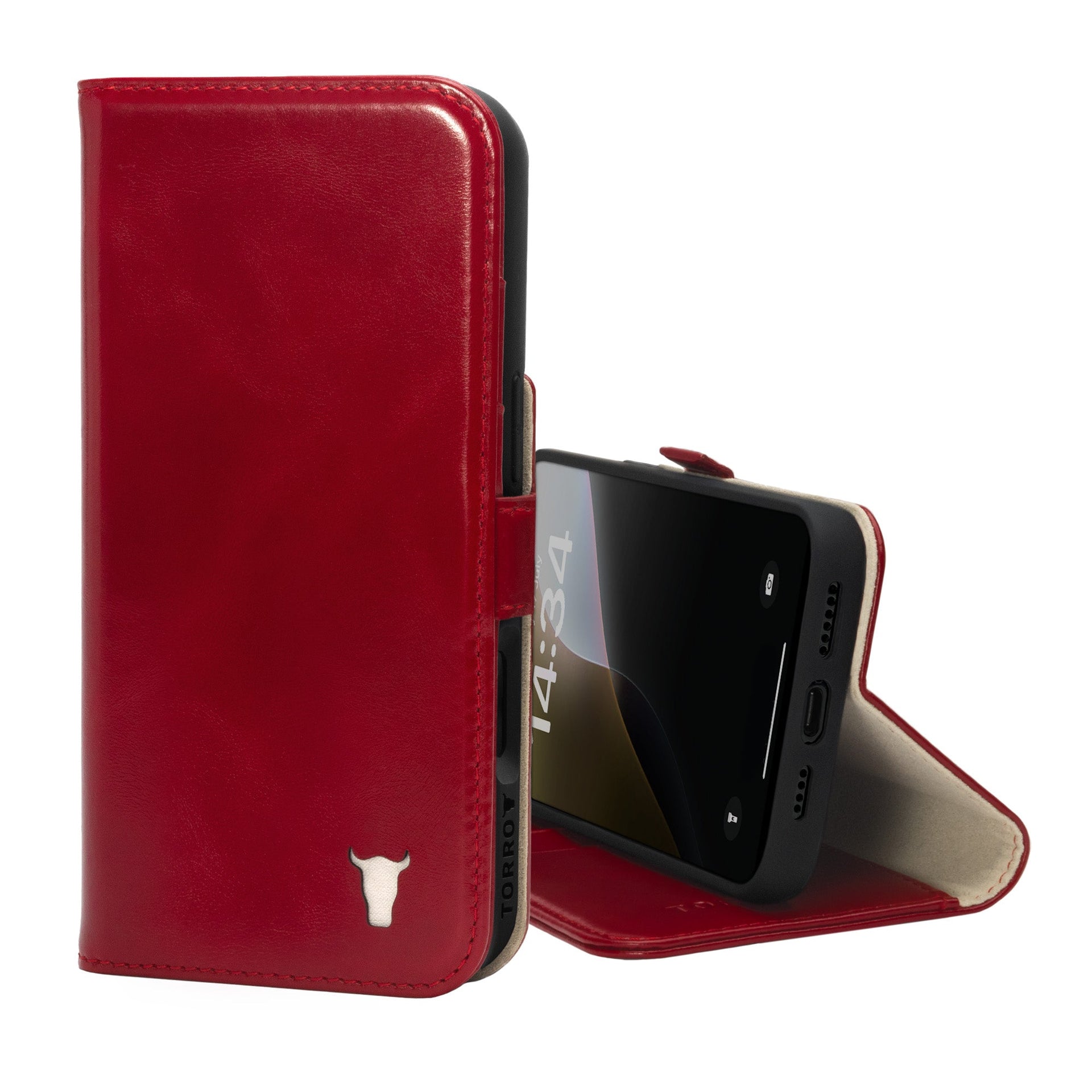 Étui En Cuir Véritable Suncase Pour IPhone 16 Pro (6,3") - Édition Fine - Intérieur Velours - Fermeture Magnétique - Noir