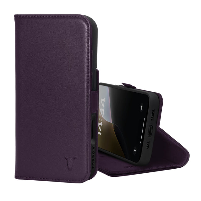 Purple Leather Case for iPhone 16 Pro