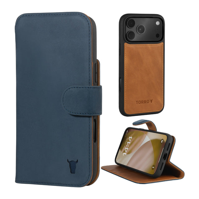 Nubuck Blue Detachable Case for iPhone 17 Pro Max
