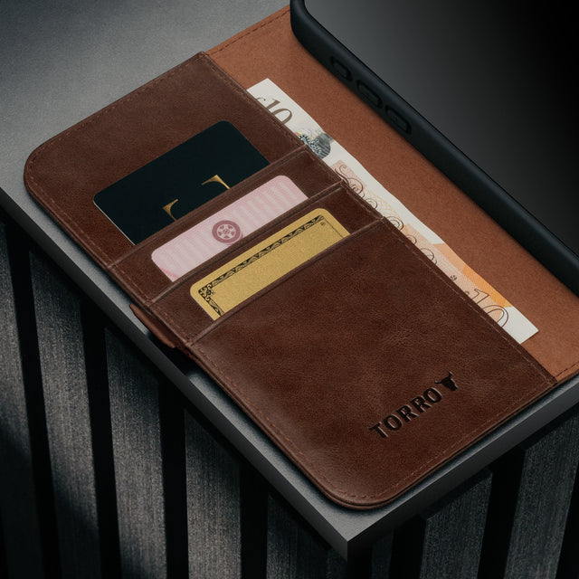 Card holder inside the Dark Brown Leather Case for iPhone 17 Pro