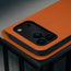 Camera cutout of the Stand function of the Orange Leather Case for iPhone 17 Pro Max