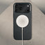 MagSafe charger attached to the Black Leather Bumper Case (with Camera Stand) for iPhone 18 Pro / 17 Pro