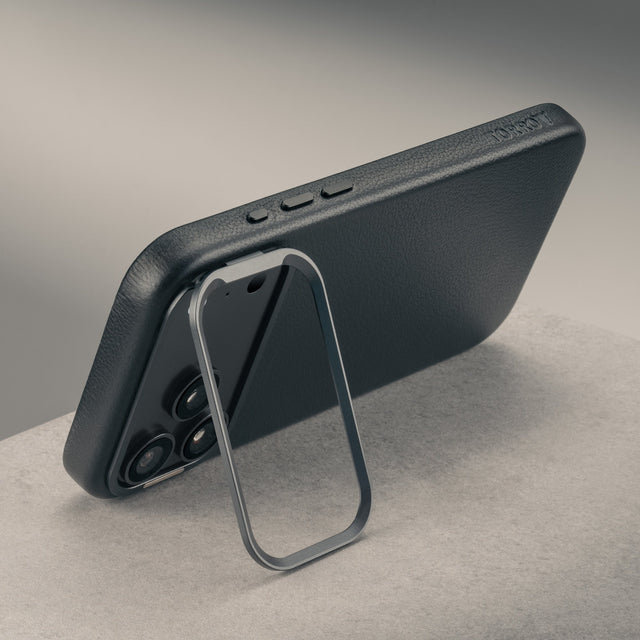 Camera stand function of the Black Leather Bumper Case (with Camera Stand) for iPhone 18 Pro / 17 Pro