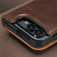 Camera cutout on the Dark Brown Leather 2-in-1 Detachable Wallet Case for iPhone Ultra