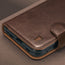 Close up of the Dark Brown Leather 2-in-1 Detachable Wallet Case for iPhone Ultra