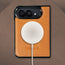 MagSafe charger attached to the Dark Brown Leather 2-in-1 Detachable Wallet Case for iPhone Ultra
