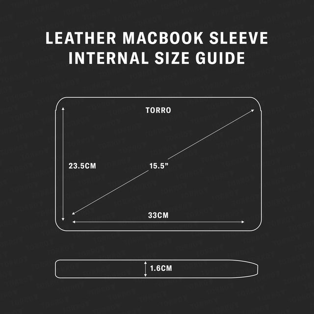 Size guide for Noir Housse en Cuir MacBook Pro / MacBook Air