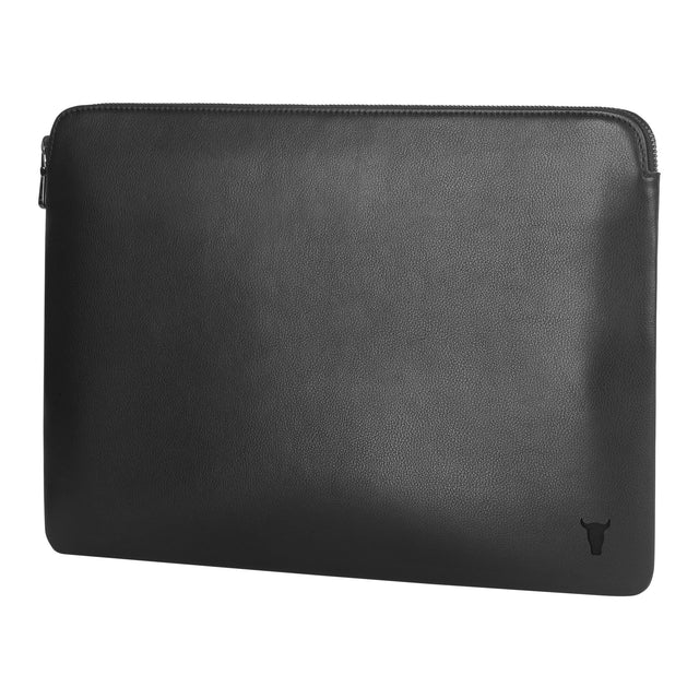 Noir Housse d'ordinateur portable en cuir avec fermeture zippée