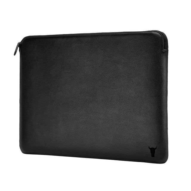 Large All Black Leather Laptop Sleeve