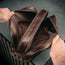 Inside view of the two storage section in the Dark Brown Leather Wash Bag