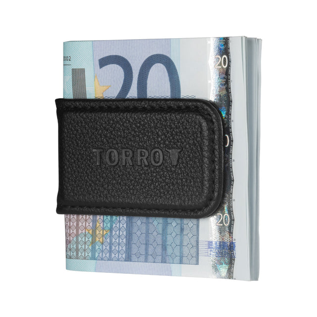 Black Leather Money Clip