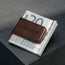 Dark Brown Leather Money Clip with bank notes