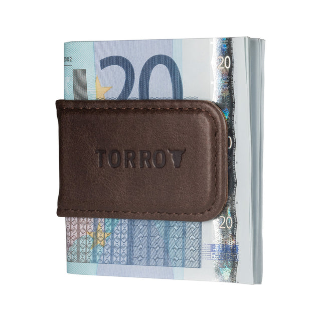 Dark Brown Leather Money Clip