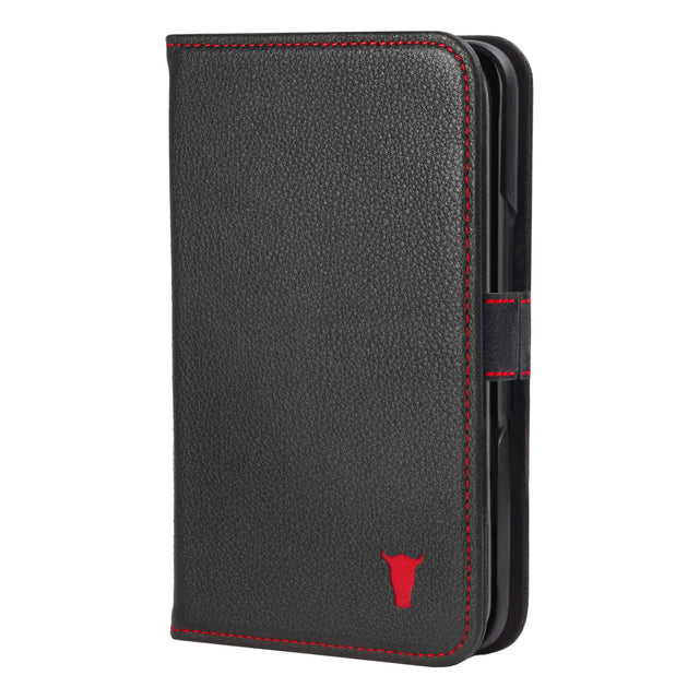 Black with Red Detail Leather Case for Google Pixel 9 Pro Fold