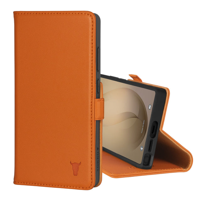 Orange Leather Stand Case for Galaxy S26 Ultra