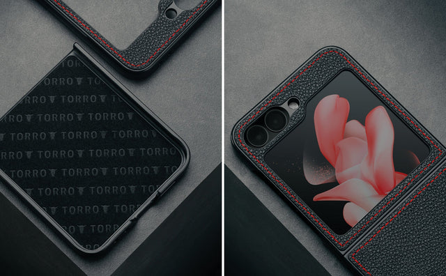 Coque en Cuir pour Galaxy Z Flip6 / Z Flip7 FE Feature Focus