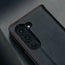 Camera cutout on the Black with Red Detail Leather Case for Samsung Galaxy Z Fold6