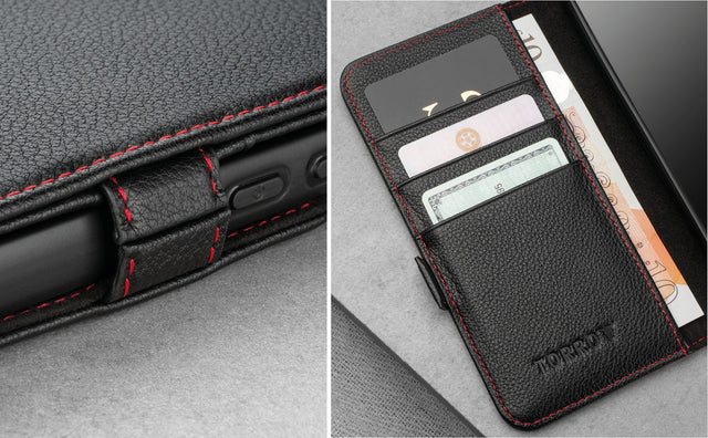 Coque en Cuir pour Galaxy S22 (avec fonction support) Feature Focus